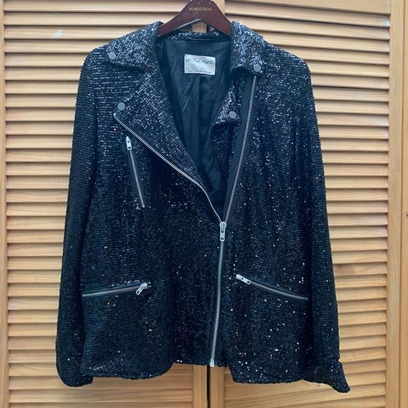 We The Free Midnight Message Black/Sliver Sequin Jacket Small - Picture 2 of 7